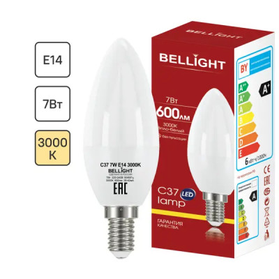 Лампа светодиодная Bellight E14 220-240 В 7 Вт свеча 600 лм теплый белый цвет света