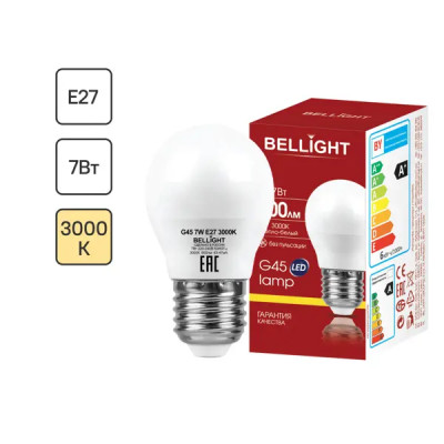 Лампа светодиодная Bellight E27 220-240 В 7 Вт шар 600 лм теплый белый цвет света