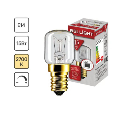 Лампа накаливания Bellight Е14 220-240 В 15 Вт туба 80 лм для духового шкафа
