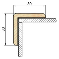 Уголок плоский деревянный сращенный равнобокий 30x30x1000 мм Сосна Экстра