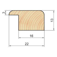 Багетный погонаж деревянный сращенный 13x22x1000 мм Сосна Экстра
