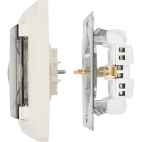 Розетка встраиваемая Schneider Electric Glossa с заземлением со шторками IP44 цвет молочный