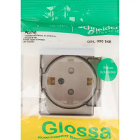 Розетка встраиваемая Schneider Electric Glossa с заземлением со шторками IP44 цвет молочный