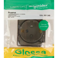 Розетка встраиваемая Schneider Electric Glossa с заземлением со шторками IP44 цвет платина