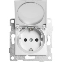 Розетка встраиваемая влагозащищённая Gusi Electric с заземлением с защитной шторкой и крышкой IP44 цвет серебро