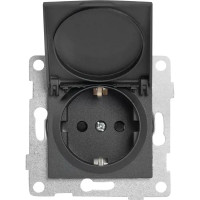 Розетка встраиваемая влагозащищённая Gusi Electric с заземлением с защитной шторкой и крышкой IP44 цвет графит