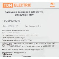 Заглушка для лотка торцевая TDM Electric 300x50 мм цвет серый