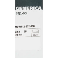 УЗО Generica ВД1-63 2P 32 A 30 мА 4.5 кА AC