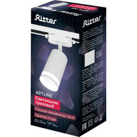 Трековый светильник спот поворотный Ritter Artline 55x100мм под лампу GU10 до 2.6м² металл/пластик цвет белый