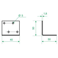 Угол крепежный равносторонний KUR 50x50x40x1.8