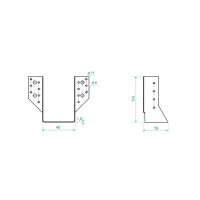 Опора бруса раскрытая OBR R 40x110x1.8