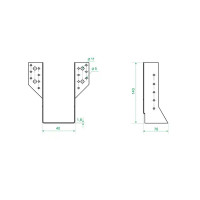 Опора бруса раскрытая OBR R 40x140x1.8