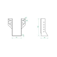 Опора бруса раскрытая OBR R 51x135x1.8