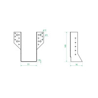 Опора бруса раскрытая OBR R 51x165x1.8