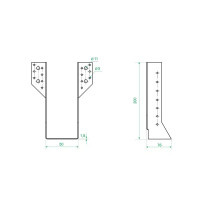 Опора бруса раскрытая OBR R 50x200x1.8