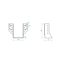 Опора бруса раскрытая OBR R 100x140x1.8