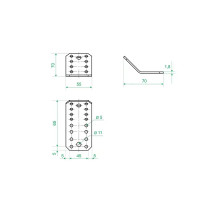 Угол крепежный 135° KUS 70x70x55x1.8