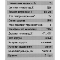 Трековый светильник Jazzway PTR 0315 светодиодный 15 Вт 4000 К однофазный цвет серый