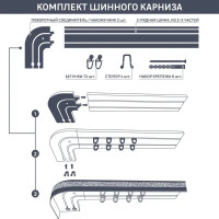 Карниз двухрядный составной Стандарт 360 пластик цвет белый