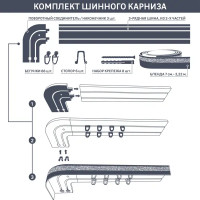 Карниз трехрядный составной Эдельвейс 200 пластик цвет золотистый трюфель