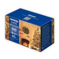 Гирлянда светодиодная нить Uniel ULD-S5000-500/DGA электрическая 50 м теплый белый свет 8 режимов 500 ламп цвет зеленый