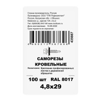 Саморезы кровельные с буром Daxmer оцинкованные 4.8x29 100 шт. цвет коричневый