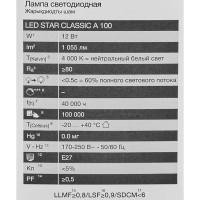 Лампа светодиодная Osram груша 12Вт 1055Лм E27 нейтральный белый свет