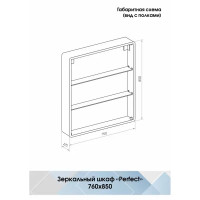 Шкаф зеркальный подвесной Perfect с подсветкой 76x85 см цвет черный