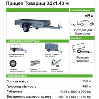 Прицеп 3.2x1.4 м 829450 Трейлер