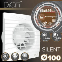 Вентилятор осевой вытяжной Diciti Silent 4C MR D100 мм 25 дБ 90 м³/ч обратный клапан таймер цвет белый