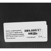 Замок врезной входной ЗВ9.009/17, цвет медь