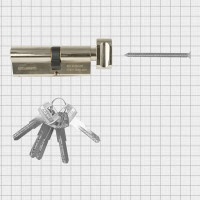 Цилиндр Apecs Pro, 45x35 мм, ключ/вертушка, цвет никель