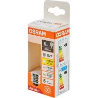 Лампа светодиодная Osram В E27 220/240 В 6 Вт свеча 806 лм теплый белый свет