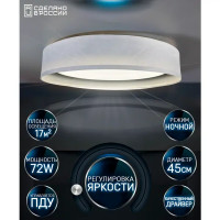 Светильник настенно-потолочный светодиодный 48203.40.72.77WT-WT с пультом управления 17 м² регулируемый цвет света цвет белый