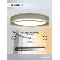 Светильник настенно-потолочный светодиодный 72 Вт с пультом управления 17 м² регулируемый цвет света цвет золотистый