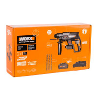 Перфоратор аккумуляторный бесщеточный SDS-plus Worx WX381.1, 20 В Li-ion 1x4 Ач, 2 Дж