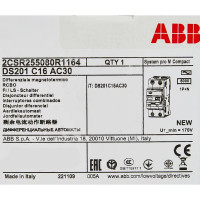 Дифференциальный автомат ABB DS201 2P N C16 А 30 мА 6 кА АС