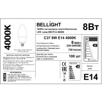 Лампа светодиодная Bellight E14 175-250 В 8 Вт свеча 750 лм нейтральный белый цвет света