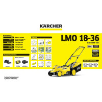 Газонокосилка аккумуляторная Karcher LMO 18-36 Battery Set 18 В 36 см АКБ и ЗУ входит в комплект