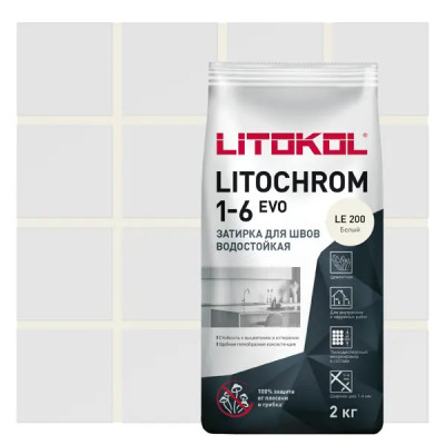 Затирка цементная Litokol Litochrom 1-6 Evo цвет LE 200 белый 2 кг