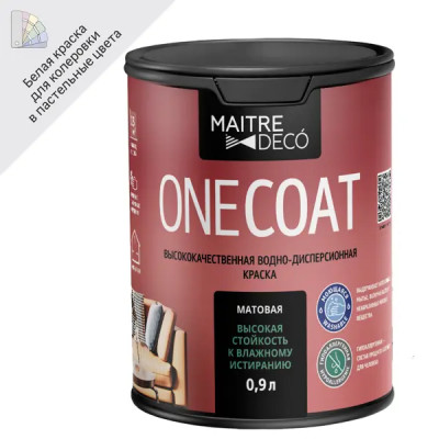 Краска декоративная Maitre Deco One Coat матовая белая база А 0.9 л