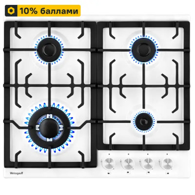Газовая варочная панель Weissgauff HGG 641WEB 60 см 4 конфорки цвет белый