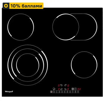 Электрическая варочная панель Weissgauff HVF 643 BS 58 см 4 конфорки цвет черный