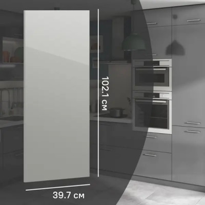 Фасад для кухонного шкафа Аша грей 39.7x102.1 см Delinia ID ЛДСП цвет светло-серый
