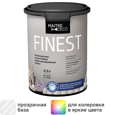 Краска декоративная Maitre Deco Finest матовая прозрачная база C 0.9 л
