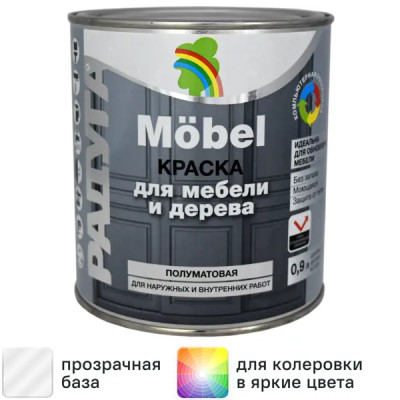 Краска для мебели Радуга матовая цвет прозрачный 0.9 л