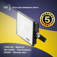 Прожектор светодиодный уличный Ritter Profi 10 Вт 2700К IP65 теплый белый свет