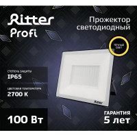 Прожектор светодиодный уличный Ritter Profi 100 Вт 2700К IP65 теплый белый свет