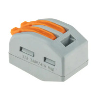 Клеммы соединительные монтажные с рычажком Duwi СМК 222-412 2-проводные 4мм² серые 20шт 26621 1