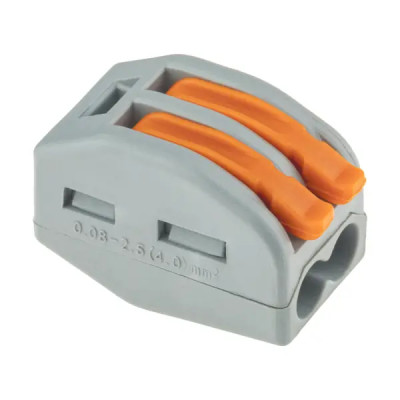 Клеммы соединительные монтажные с рычажком Duwi СМК 222-412 2-проводные 4мм² серые 50шт 26622 8